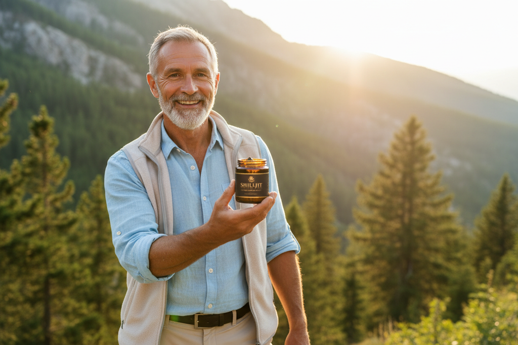 Homem sénior lifestyle Shilajit